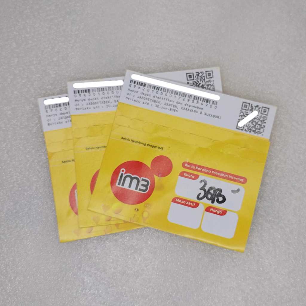 Indosat Ooredoo IM3 Kartu Perdana 0K, Kuota 3GB, 1GB Paket Data Internet SimCard Isat