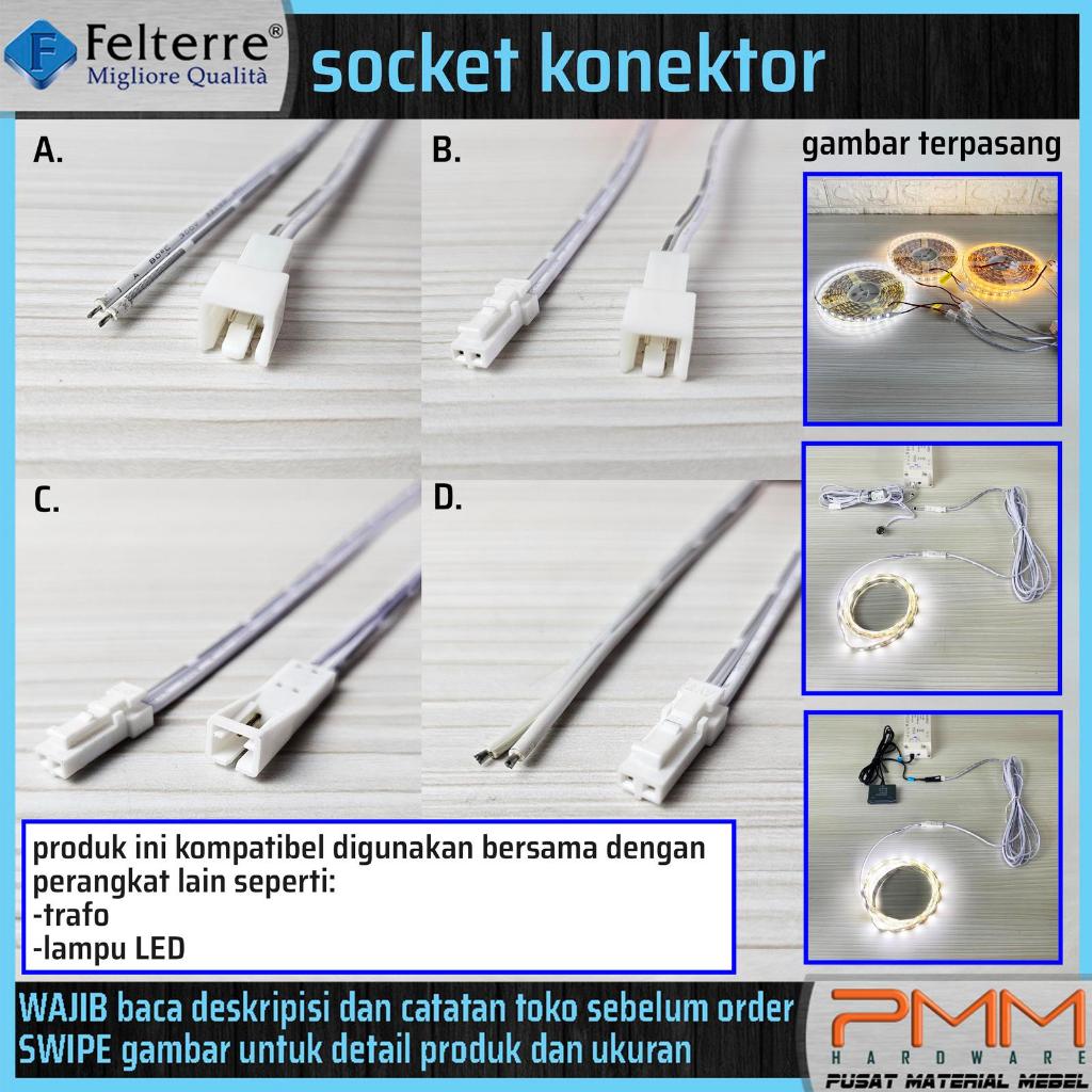 soket konektor + kabel | socket connector + cable lampu led trafo power supply