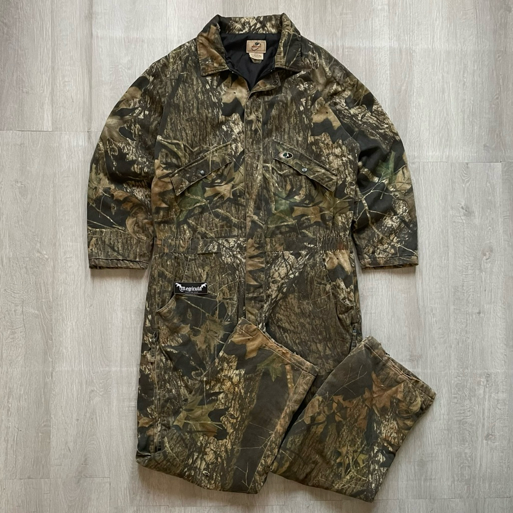 Mossy Oak 80's Vintage Canvas Hunting Distressed Camouflage Coverall