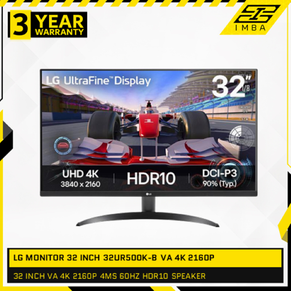 LG MONITOR 32 INCH 32UR500K-B VA 4K 2160P 4MS 60HZ HDR10 SPEAKER BLACK