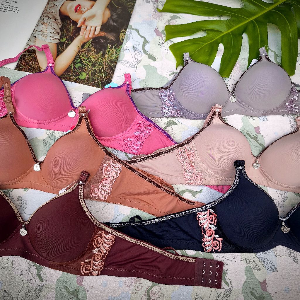 Bra tanpa kawat Piaoli polos motif samping kait 3 | Bh Piaoli 128