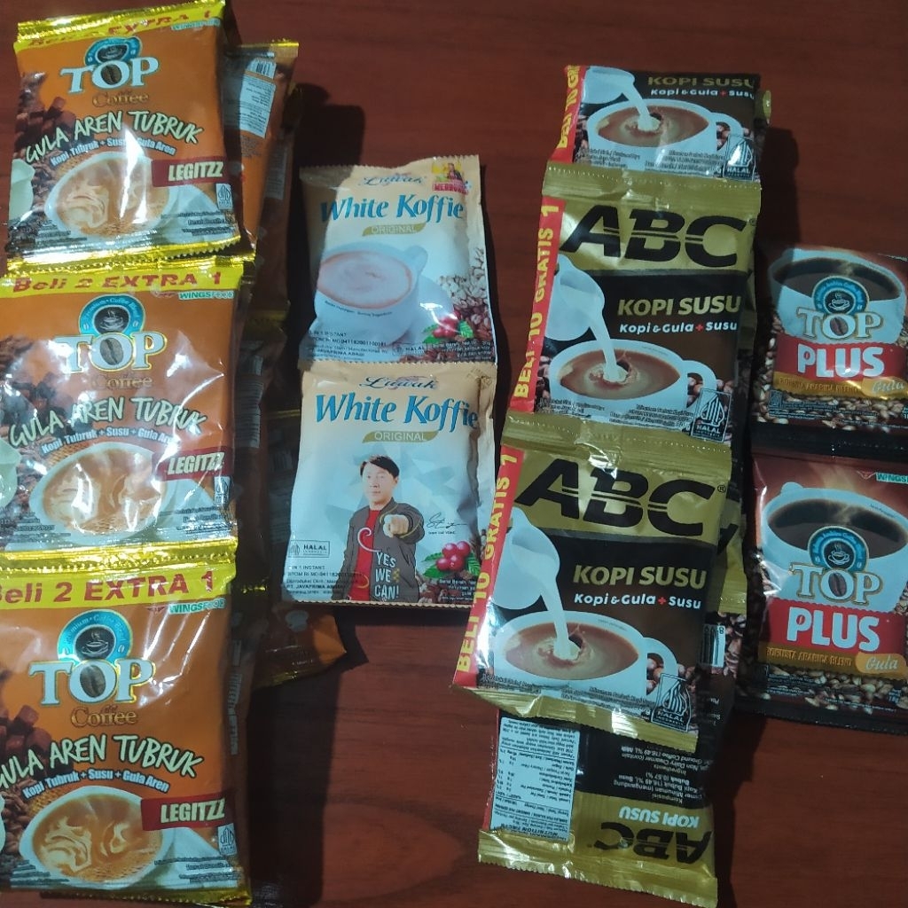 Kopi Sachet  Luwak White Koffie ABC Susu TOP Kopi Gula Aren Kopi Top Plus