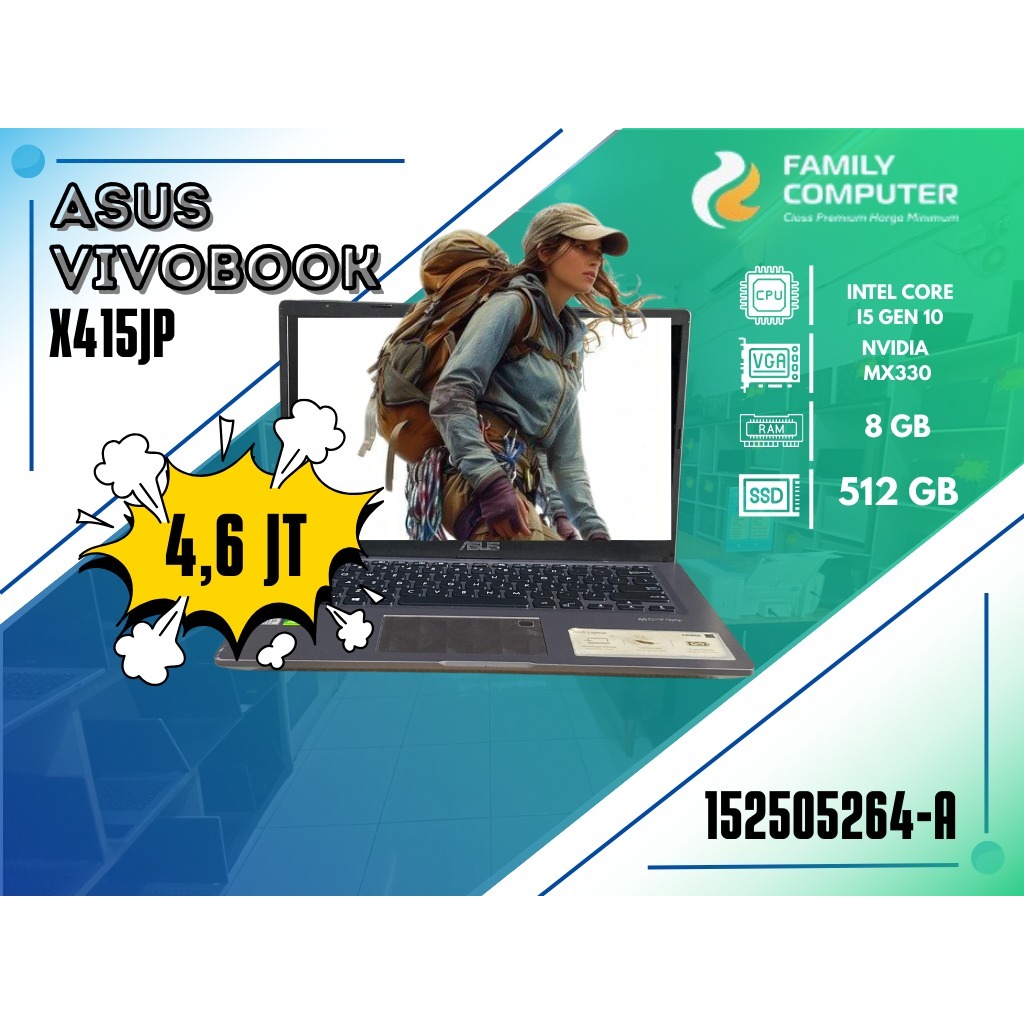 ASUS VIVOBOOK X415JP | INTEL CORE I3 GEN 10 | NVIDIA MX330 | 8GB | 512GB