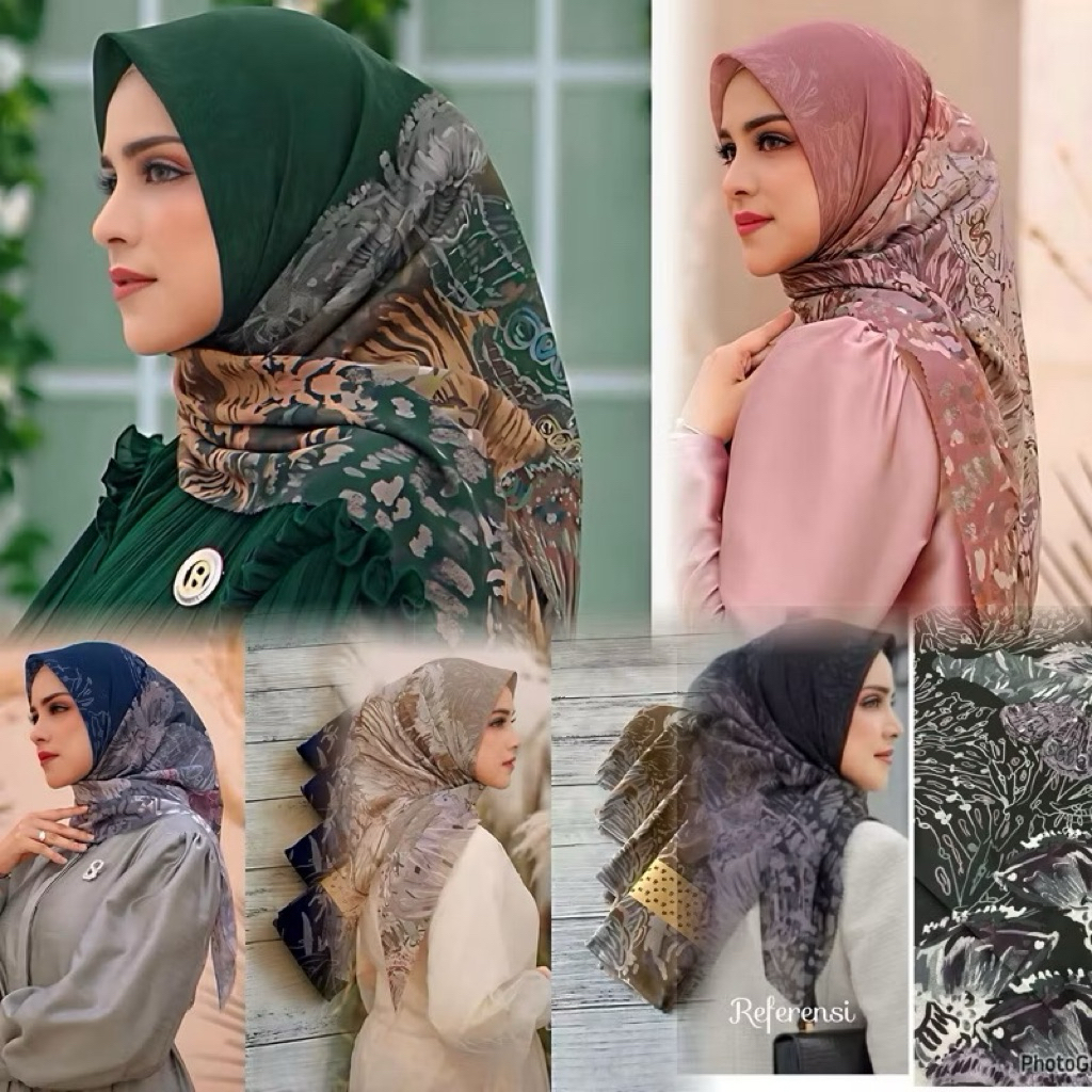 hijab motif BUTTERFLY / hijab segi empat voal motif terbaru / hijab lasercut printing premium 110x11