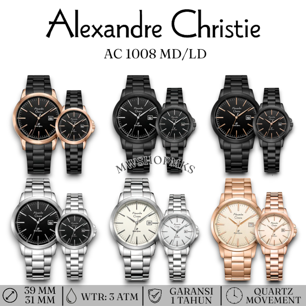 Jam Couple Alexandre Christie AC1008 AC 1008 Stainless Original Garansi Resmi Alexander Christie