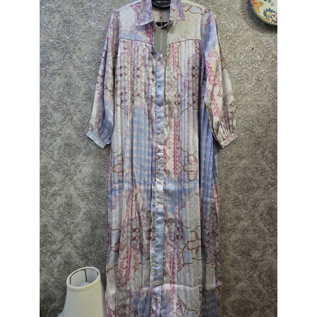 Festive Pleated Shirt Dress Benang Jarum New