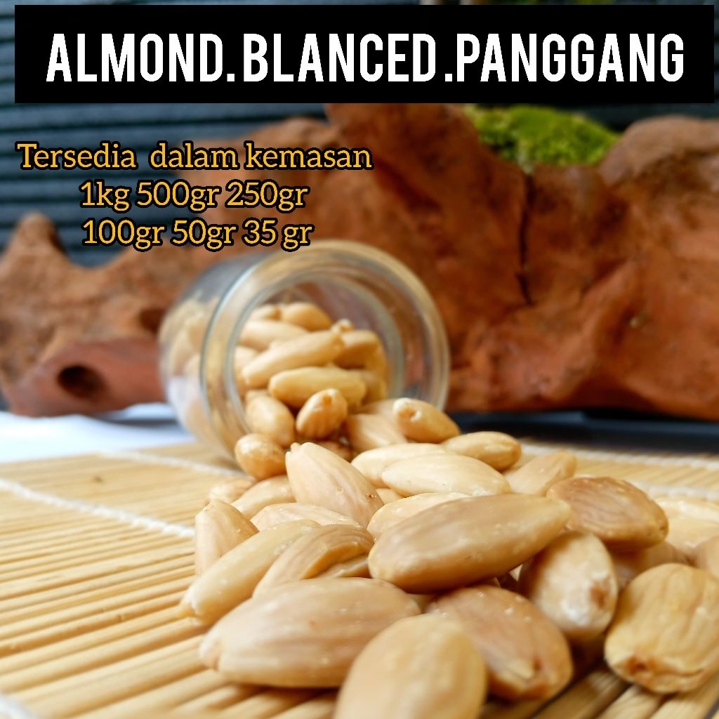 Roasted almond blanced/ almond utuh tanpa kulit/ almond  panggang