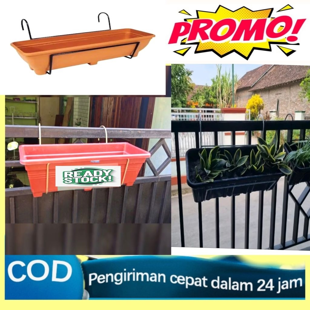 Gantungan pot alpen50/gantungan besi pot panjang untuk pagar balkon antikarat/Standing potbalkon