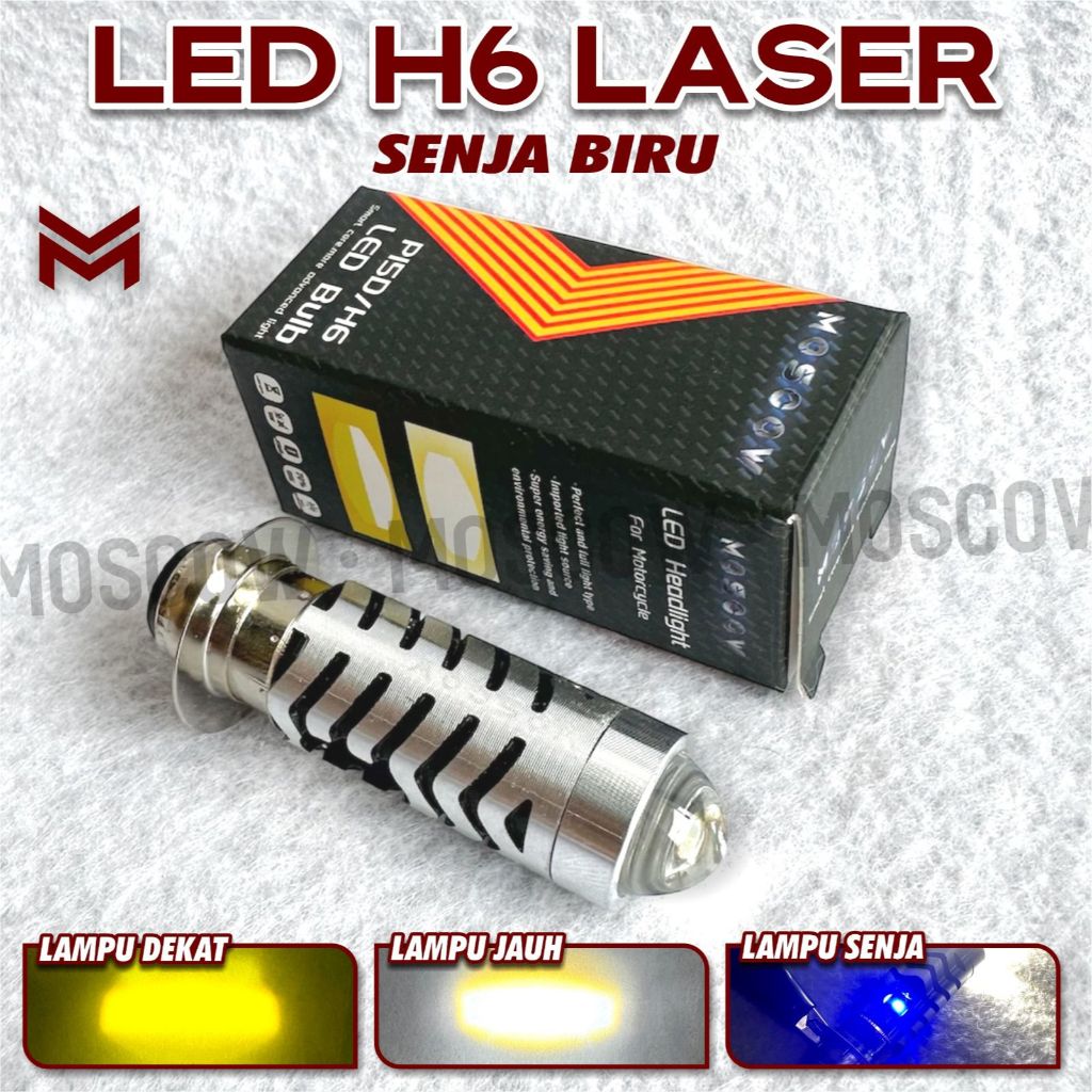 LAMPU DEPAN LED MOTOR 2 WARNA LED SOKET H6 SENJA BIRU MOTOR UNIVERSAL