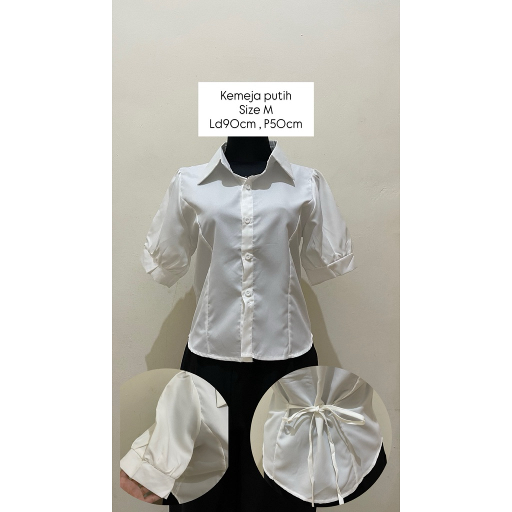 kemeja wanita / kemeja lengan pendek putih