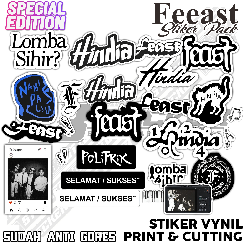 Sticker Pack Band Indie Aesthetic | Feast Hindia Lomba Sihir Pack Sticker  FEAST Band Indie