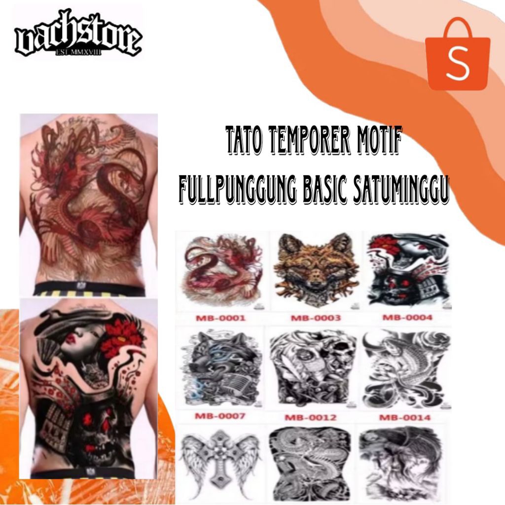 Tato Temporer Full Punggung Temporary Tattoo Fullback