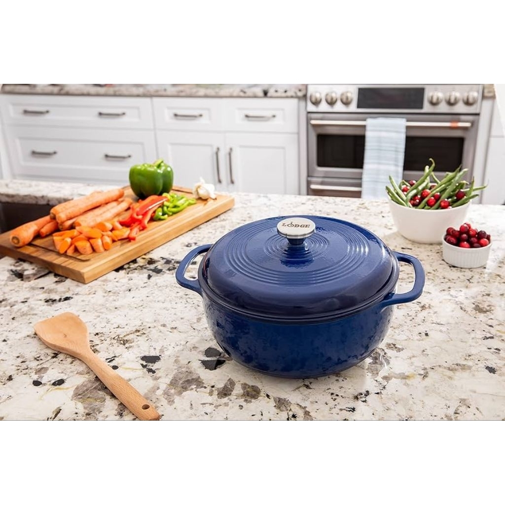 Lodge EC6D32 Enameled Cast Iron Dutch Oven, Indigo, 6 Quart