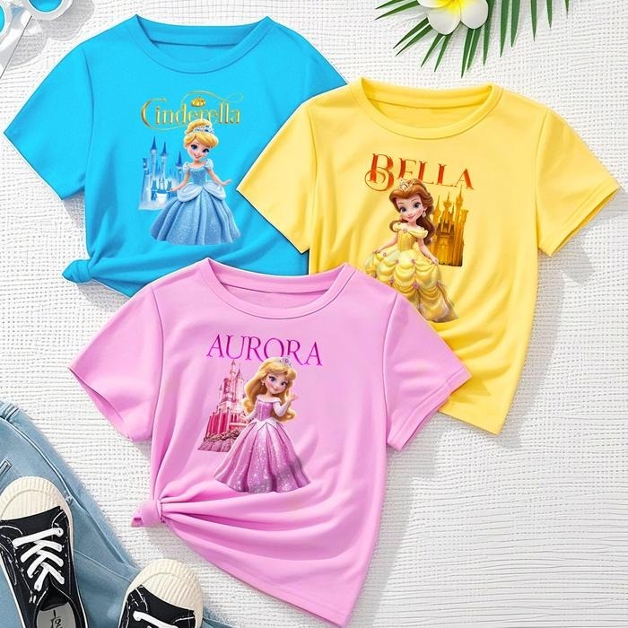 BAJU KAOS PRINCESS DISNEY KASTIL KERAJAAN - TSHIRT LUCU KEREN DAN AESTETIC