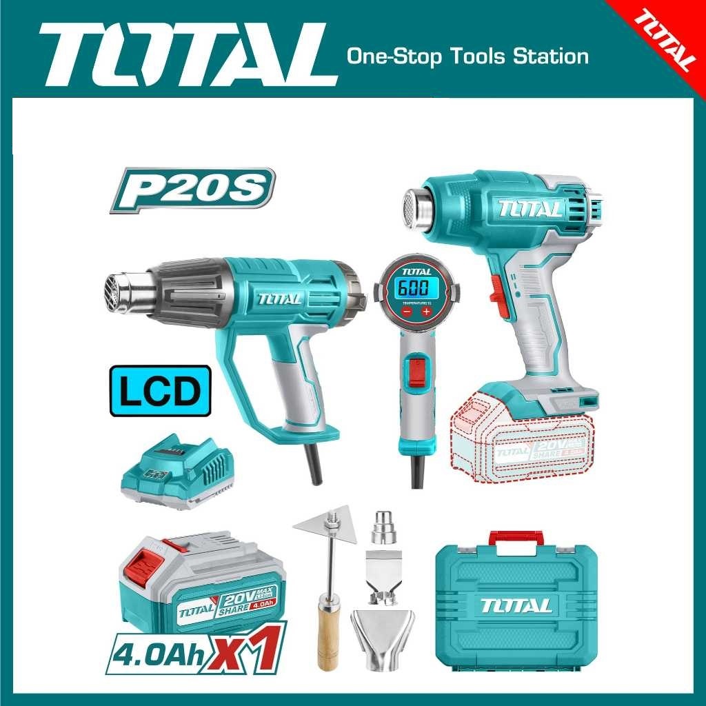 TOTAL Heat Gun Combo Kit TOSLI240201 - Cordless Heat Gun 20V and Corded Heat Gun 2000W (Full Set) Me