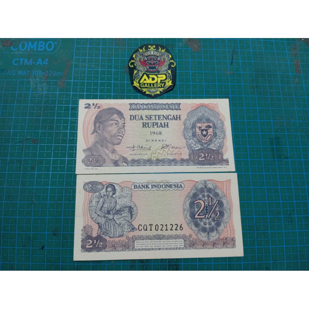 Uang kuno Asli indonesia seri 2½Rupiah Jendral Sudirman original Gress