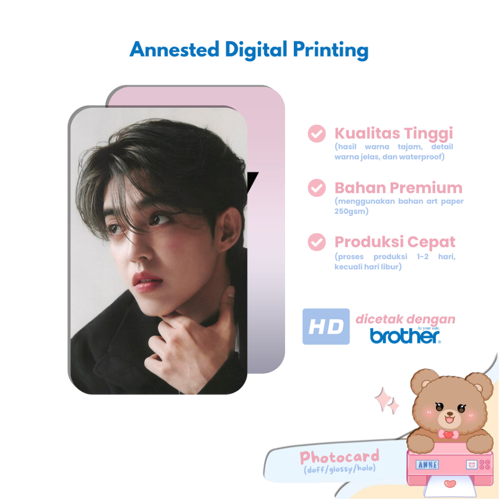 Cetak Photocard Kpop / Coscard Cosplay Card / Foto 2R / Custom Freebies Photocard Tebal Photocard La