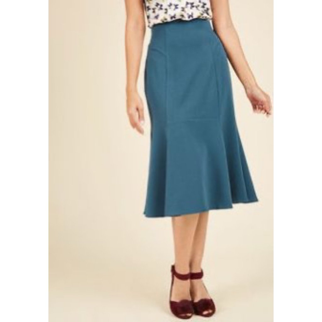 Rok kerja love bonito warna denim
