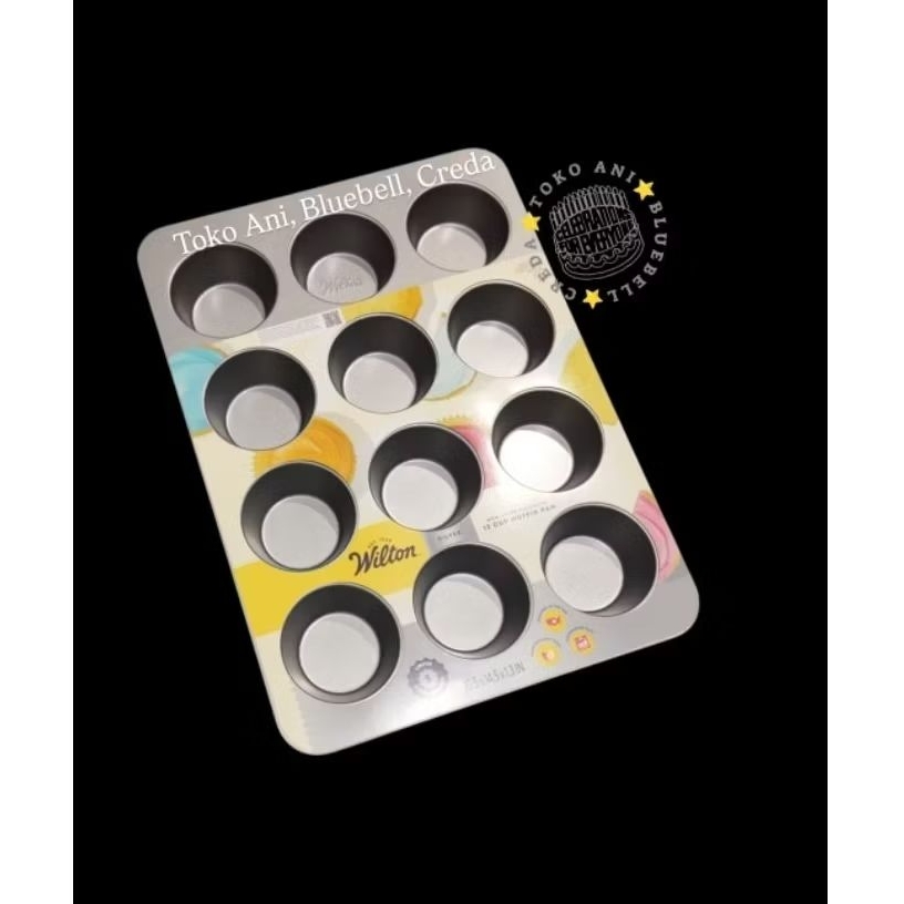 Wilton 191011484 Silver Non-Stick Bakeware Regular Muffin Pan 12 Cavities / Loyang Muffin Ukuran Sta