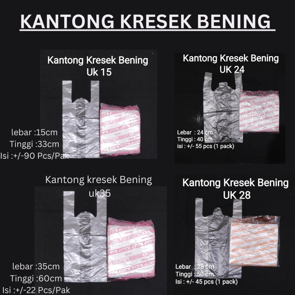 HD Bening | Kantong Kresek Bening Uk 15 - 24 - 28 - 35 ,/kresek bening linova 35,Kantong Plastik ben