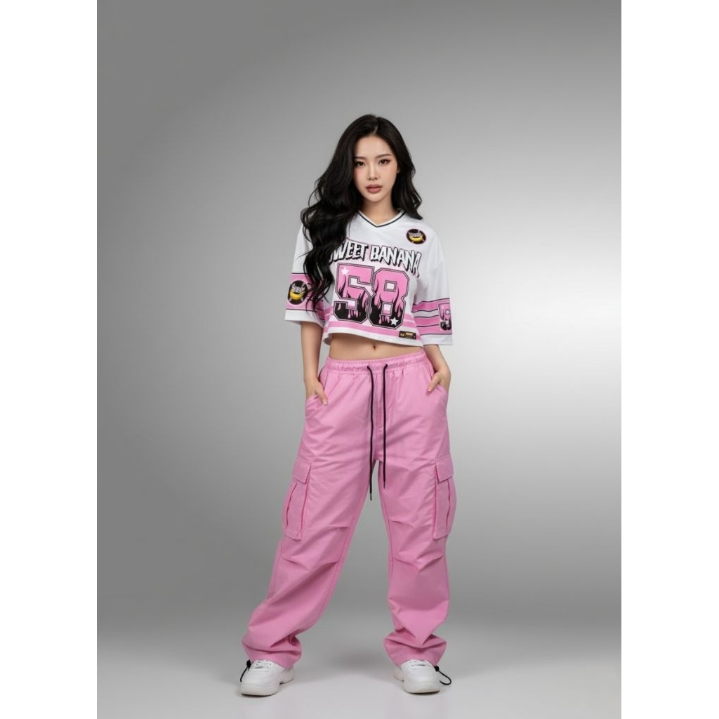 Baju Jersey Wanita Vintage Rugby Crop Top Oversize Wanita Korean Style | Baju Jersey Wanita Oversize