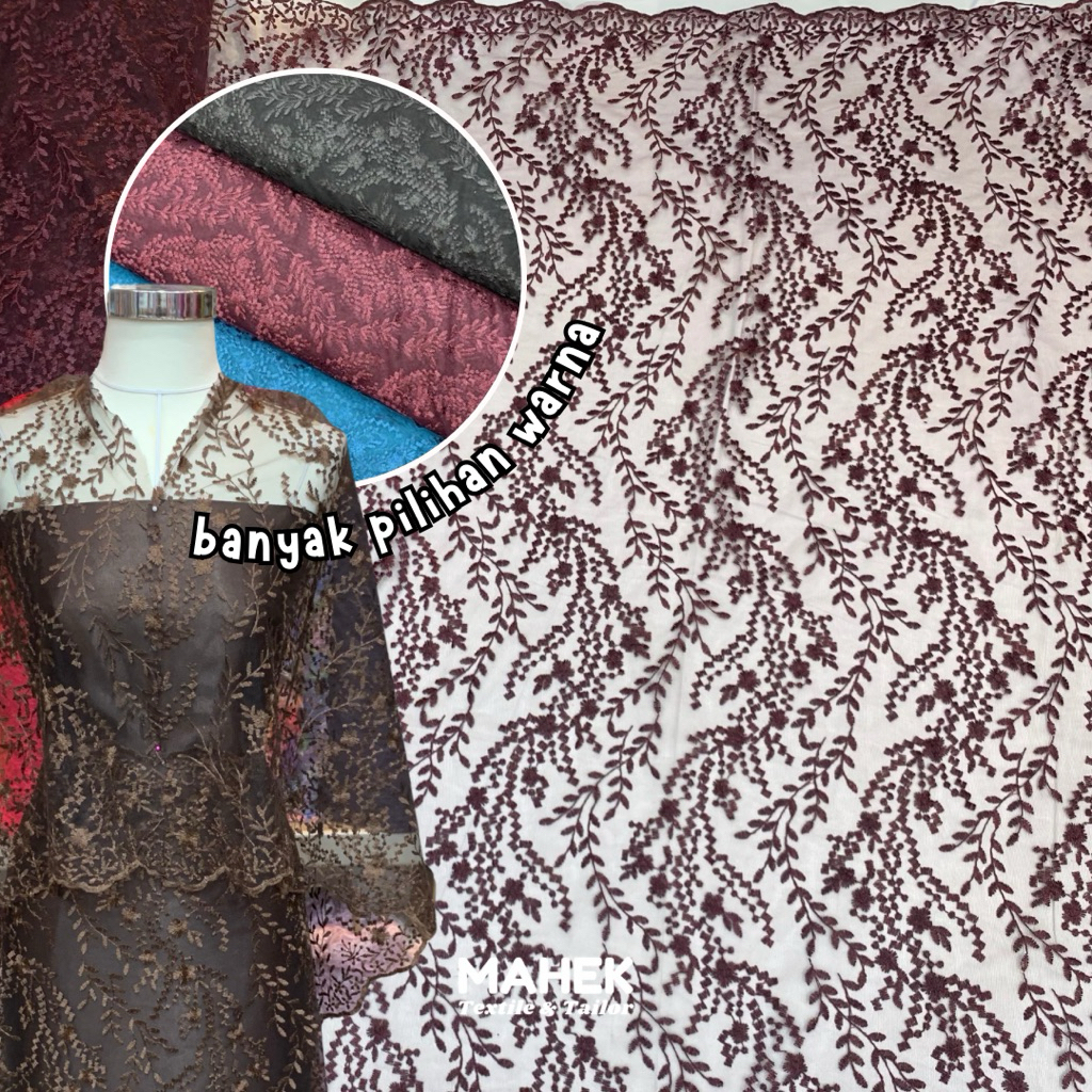 Tille Daun / Kain Tile Bordir Terbaru / tile bordir motif / harga per 0.5M