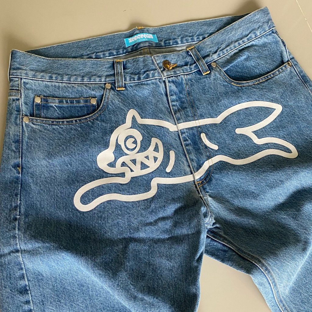 BBC ICECREAM JP Exclusive Running Dog Washed Denim Pants (Light Blue) Billionaire Boys Club Celana j