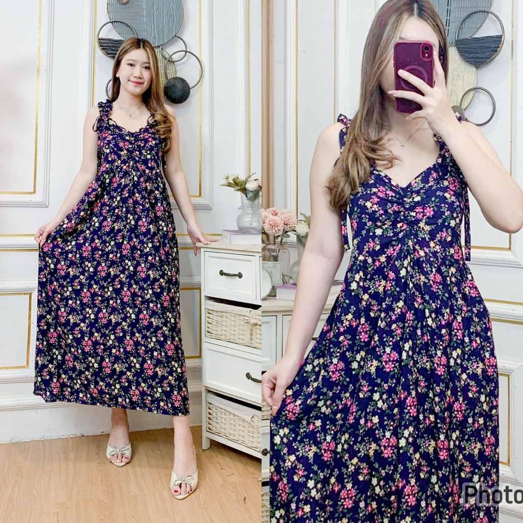 dress tissa/daster panjang lengan pendek/ serut lengan/panjang/bumul busui/hijab/katun rayon