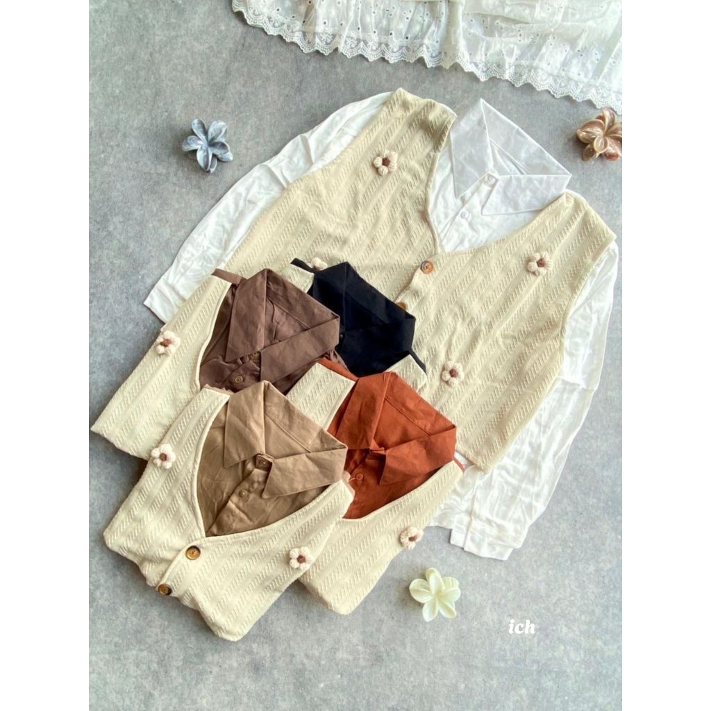 Kemeja Theaflow/Kemeja Rompi/Atasan Wanita Korea Style/Atasan 2in1