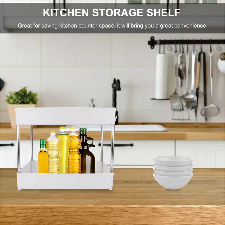 Rak Troli 2 Tingkat Plastik / Troli Dorong Dapur Serbaguna / Rak 2 Susun Jeny Troli Zeus