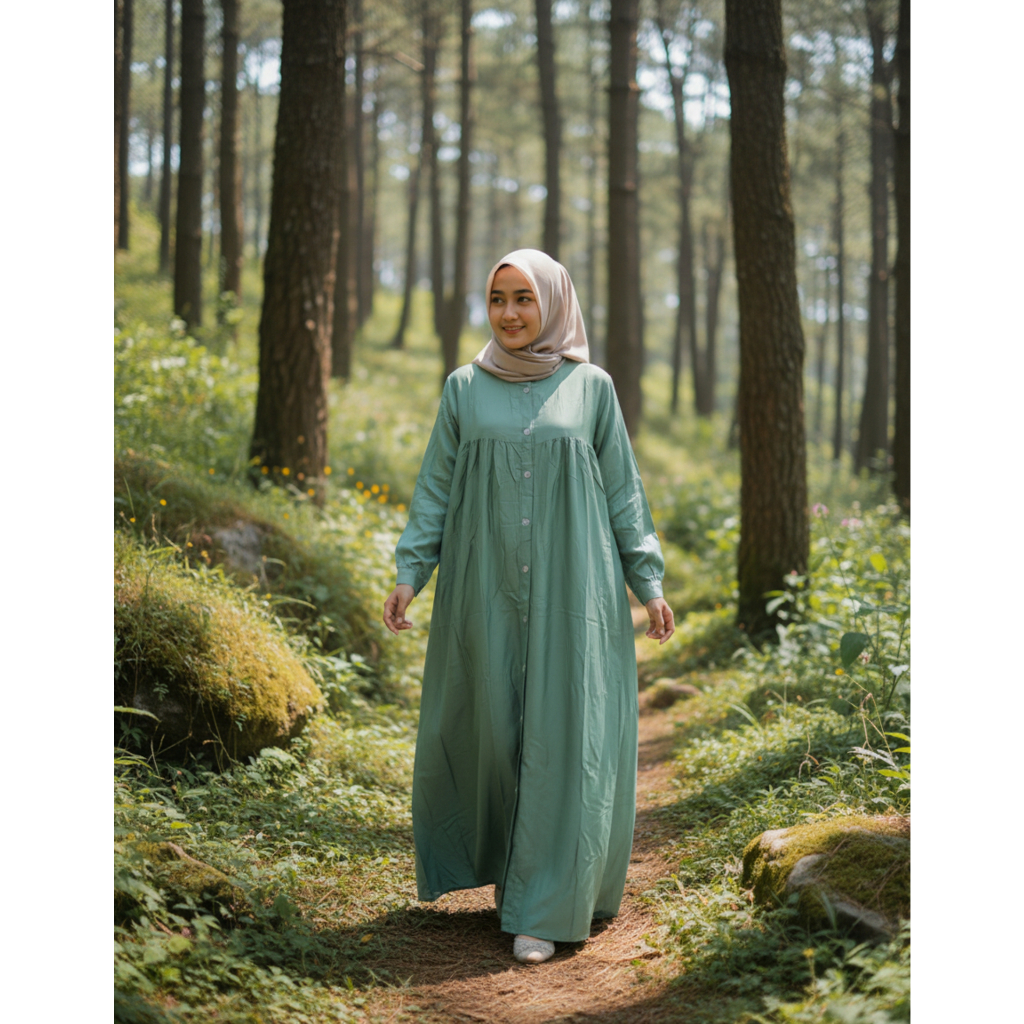 🩷Homedress Asha Gamis Basic Polos Simpel Bahan Rayon Twill Premium / Gamis Twill Rayon Original