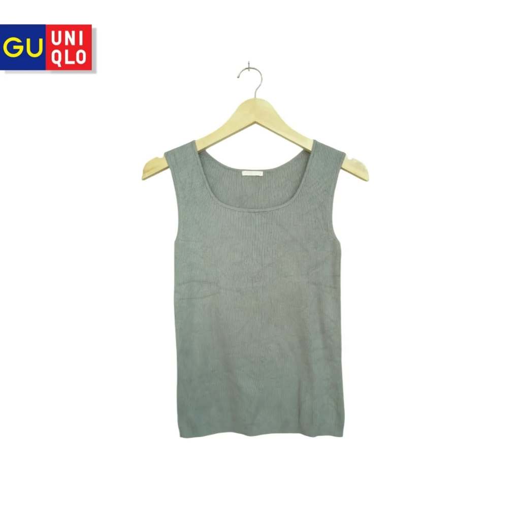 Tanktop Lidi Kutub Square Neck GU Uniqlo Soft Sage ( KODE : B105 - 23)