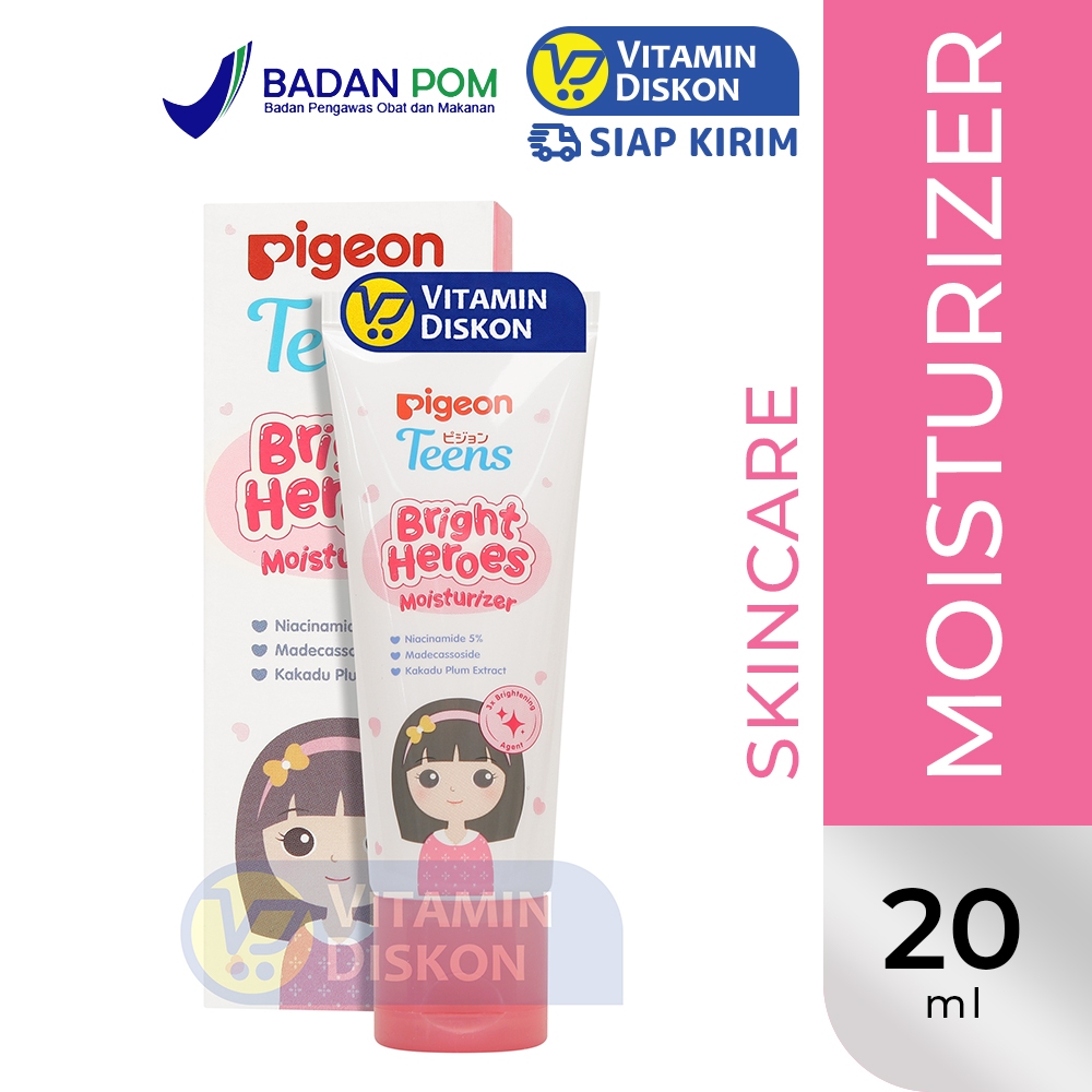 PIGEON TEENS BRIGHT HEROES MOISTURIZER 20 ML | Pelembab Wajah, Niacinamide 5%, Mencerahkan
