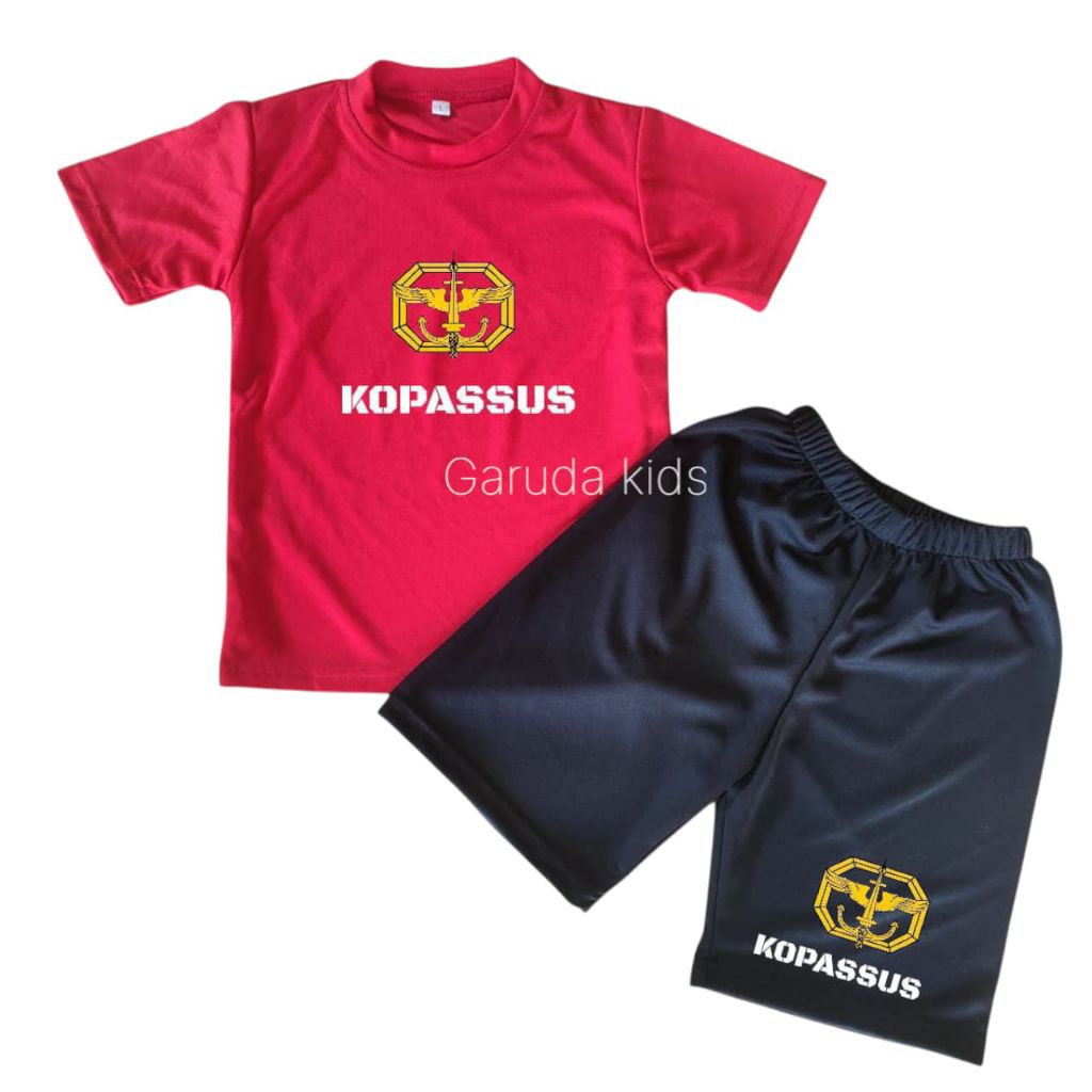 Setelan Anak Army Loreng Pendek TNI AD BRIMOB KOPASSUS RAIDER - Baju Kaos Olahraga Anak