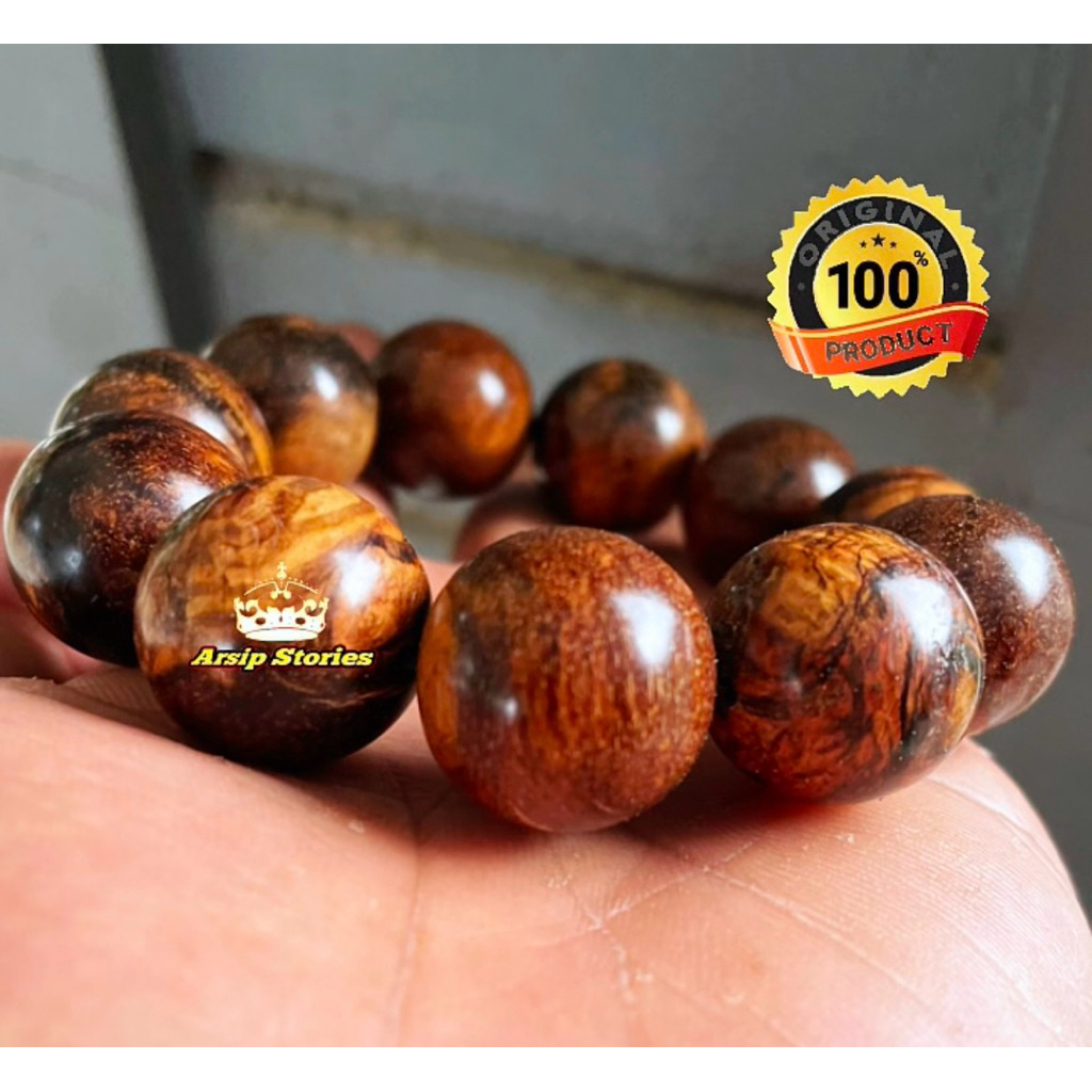 gelang kayu gaharu ukuran jumbo 20mm wangi khas kayu gaharu