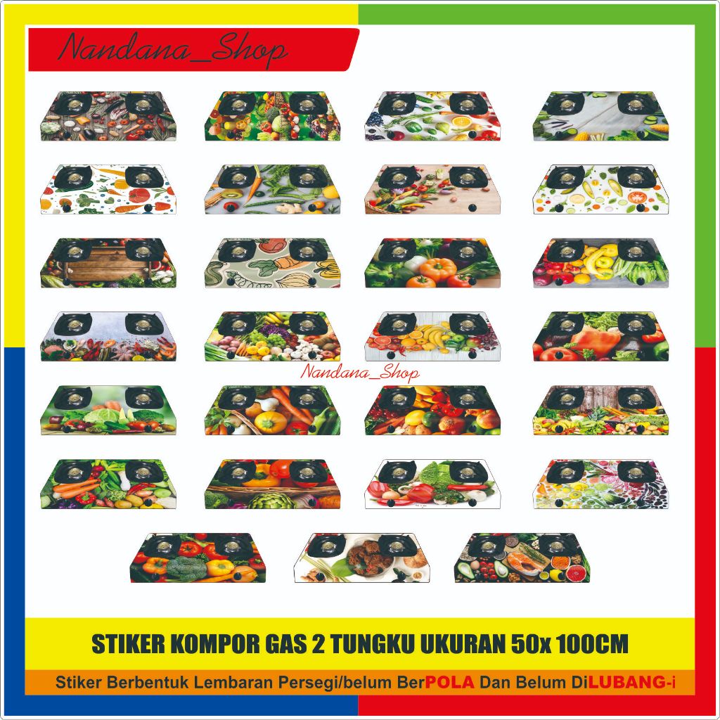 sticker kompor gas 2 tungku motif sayuran