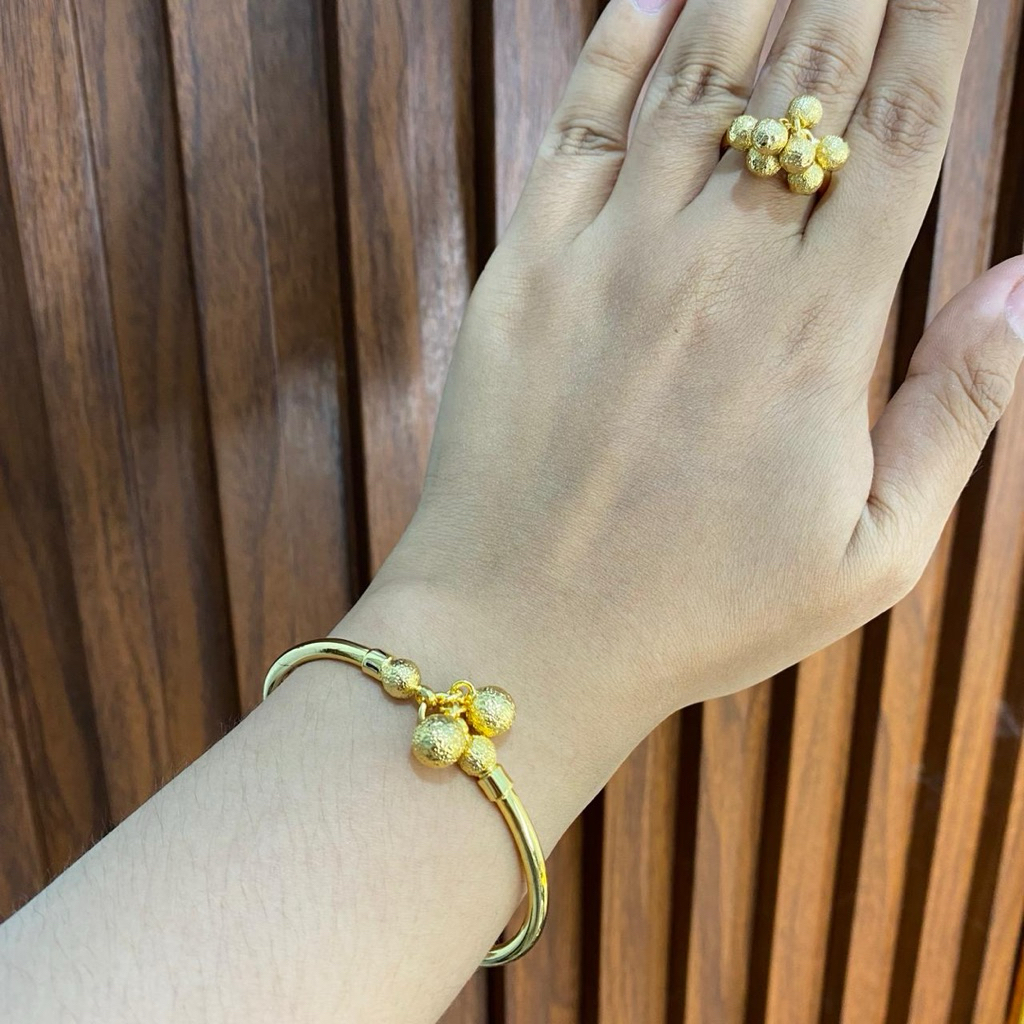 set gelang & cincin boba anggur