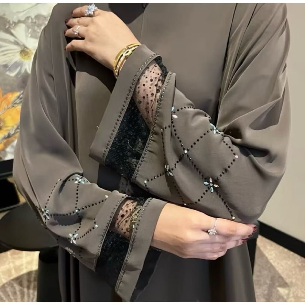 Murah  Azna Abaya Premium Coquette Wanita Elegan ,Abaya Bordir Motif Pita,Abaya Terbaru Abaya