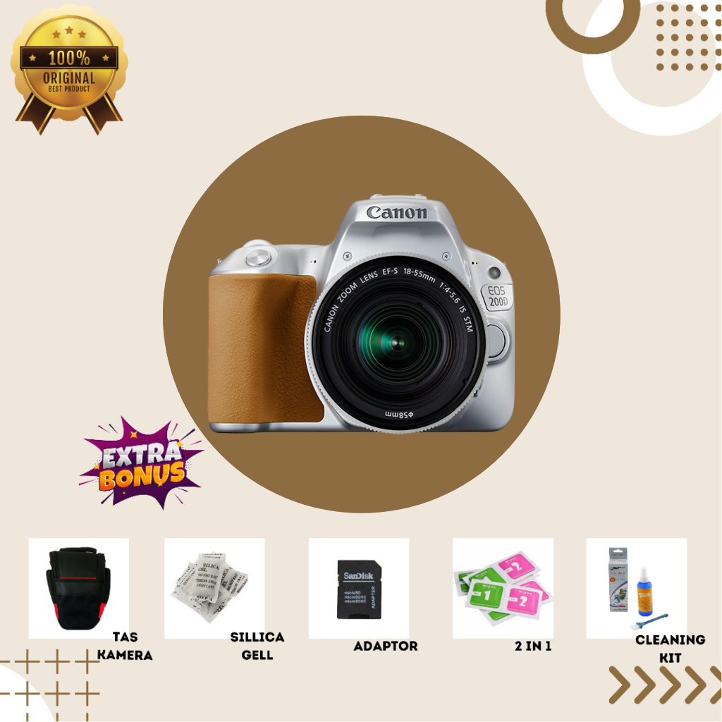 [KAMERA DSLR] CANON EOS 200D SILVER MULUS SECOND BERGARANSI ORIGINAL
