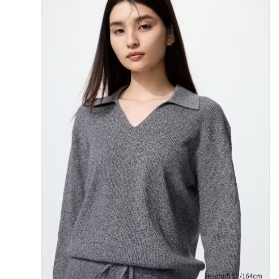 sale women sweater polo rib rajut washable uniqlo