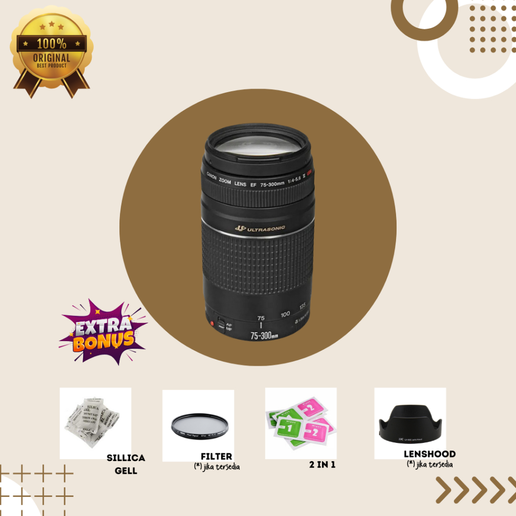 [LENSA TELE] LENSA CANON 75-300MM III MULUS SECOND BERGARANSI