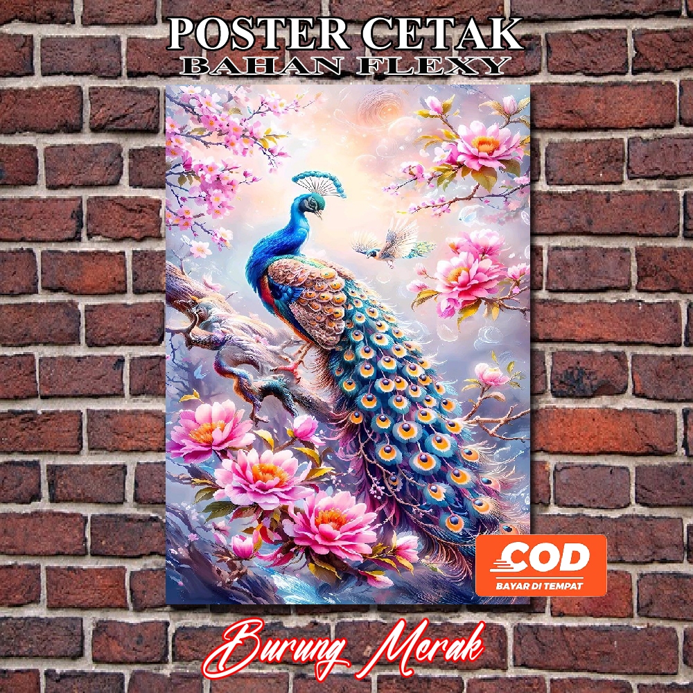 Lukisan Cetak Merak-Poster Cetak Hiasan Dinding Burung Merak-Poster Ruang Tamau-Dekorsi Ruang Tamu