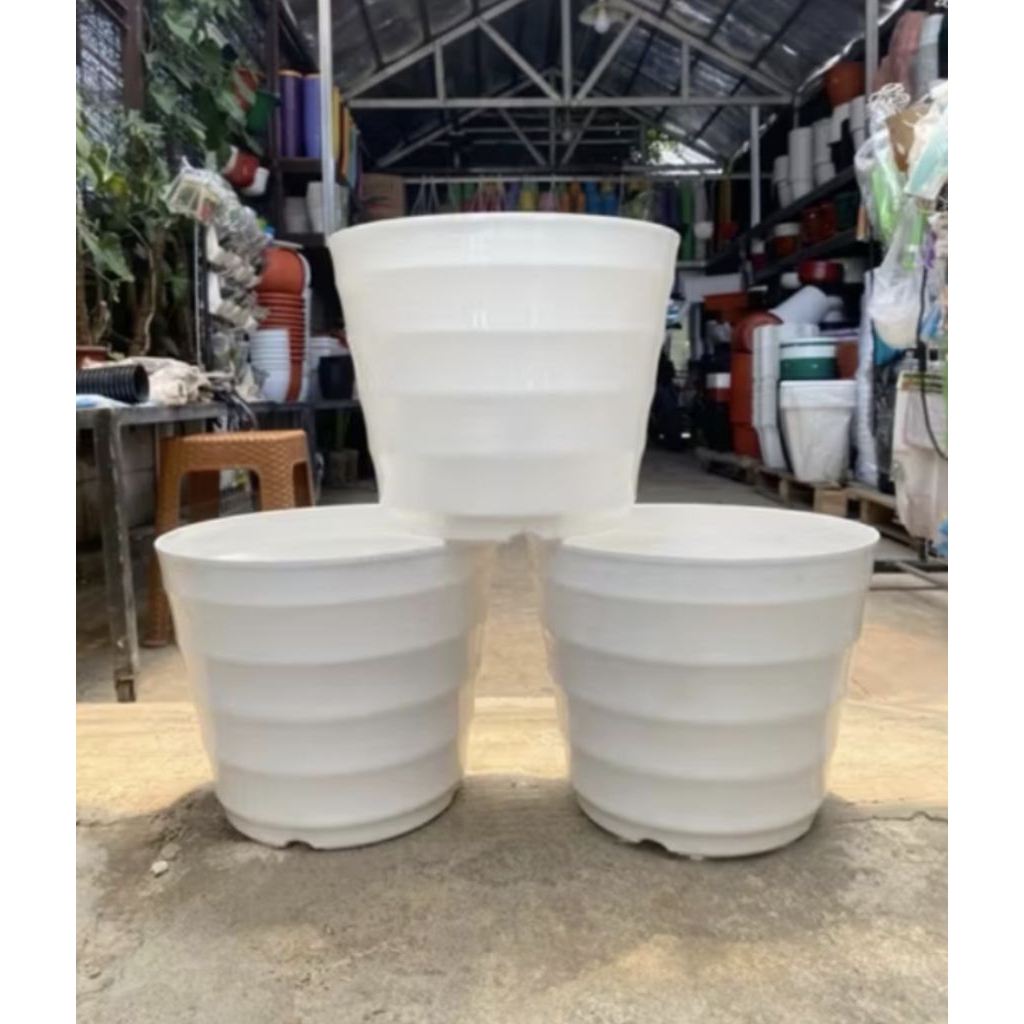 Pot Lavenia Mado 37 Putih, Pot Plastik Besar Jumbo, Pot Tanaman