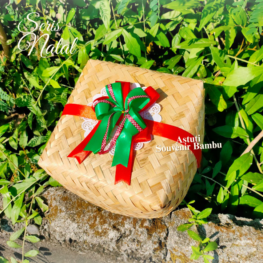 BESEK NATURAL NUANSA NATAL / besek makan / besek nasi / hampers natal / bingkisan natal