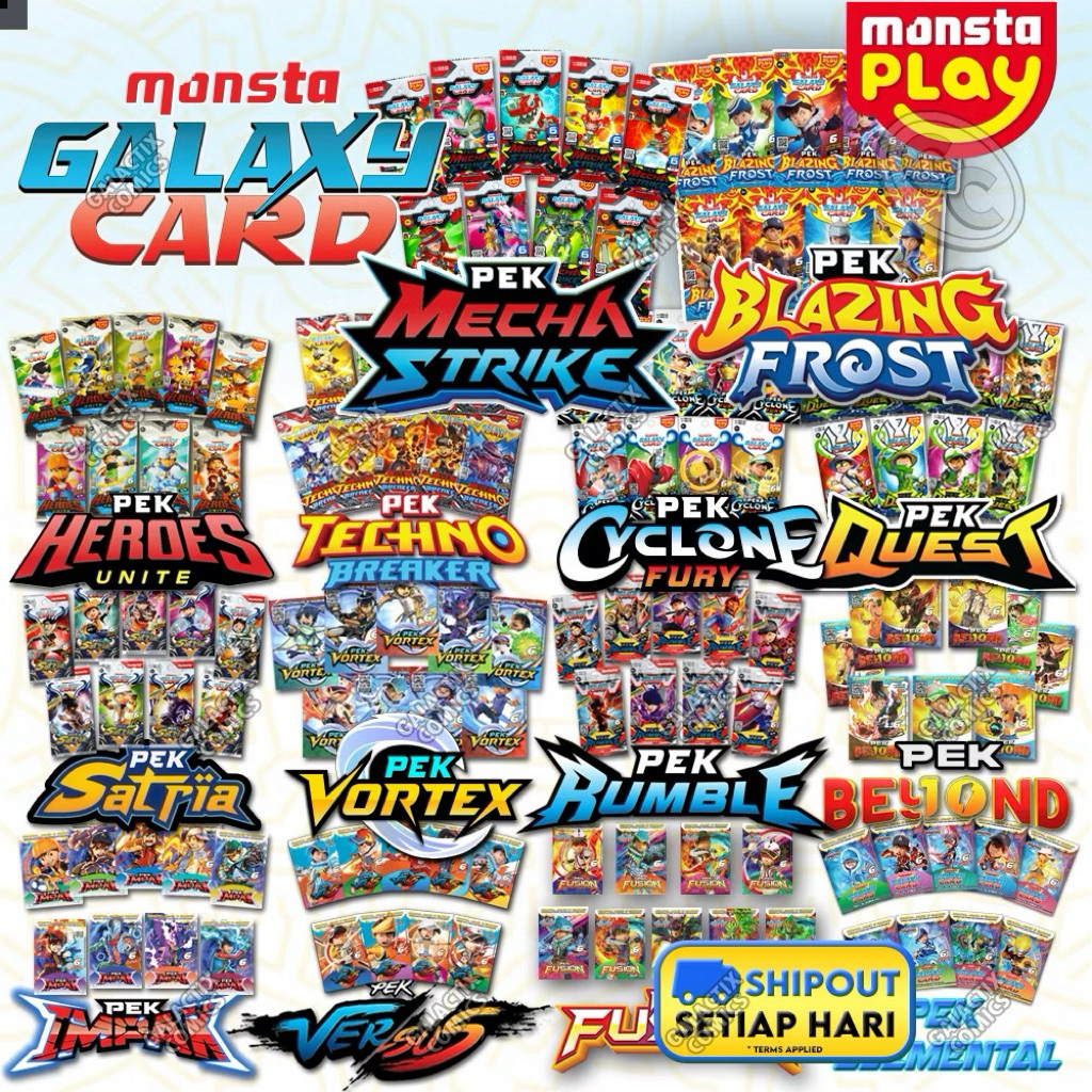 READY STOCKBoBoiBoy Galaxy Card Kad Pek Cyclone Fury Quest Satria Rumble Vortex Beyond Versus Fusion