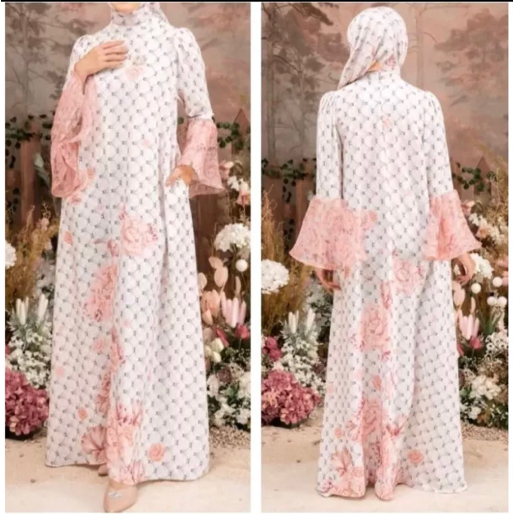 ready stok lagi wearing klamby Dress monogram, tampilan mewah elegan, udah sold out dimana2, kondisi