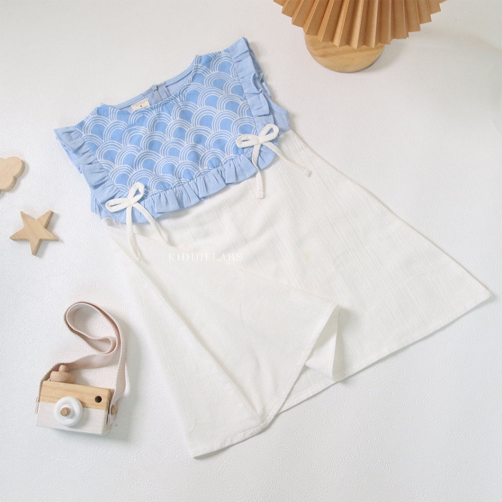 Kiddielabs [1 WARNA 1-8 Tahun ] Maira Dress Batik Anak Perempuan Ruffle Dress Ribbon Dress Anak Pere