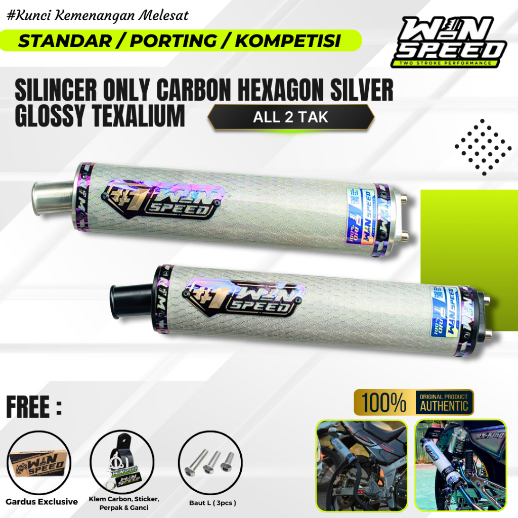 Silencer Silincer Only CARBON HEXAGON SILVER LOGO MERAH & UNGU Knalpot Ninja R, RR, SS, Fiz R, RX KI