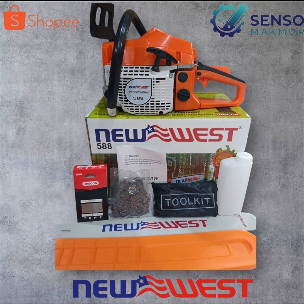 TERMURAHH MESIN CHAINSAW SENSO 588 NEW WEST BAR 22 NEW WEST SIAP PAKAI READY