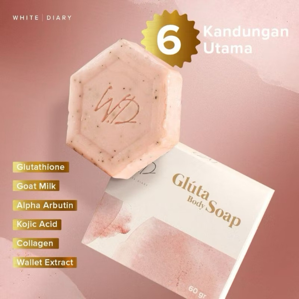 ❤️SUMBER REZEKI❤️ White Diary Gluta Soap - Sabun Pencerah Kulit & Area Lipatan | Glutathione, Alpha 